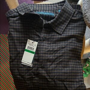 Perry Ellis Men's Navy and Black Plaid Shirt